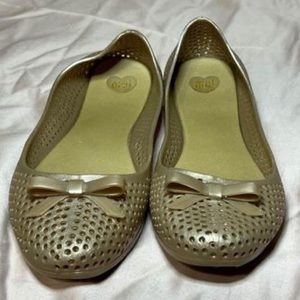 Mel By Melissa - Dreamed Ballet Flat Jelly Shoe Gold color - women size 8 - $30